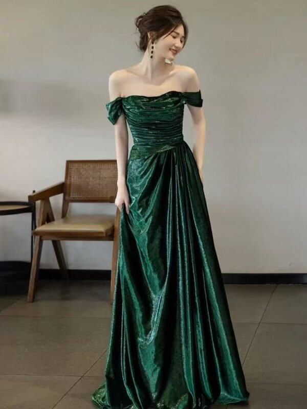 41. Elegant Dark Green Dress - Image 2