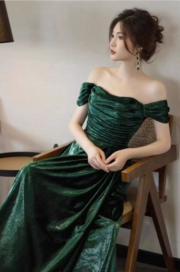 41. Elegant Dark Green Dress - Image 3
