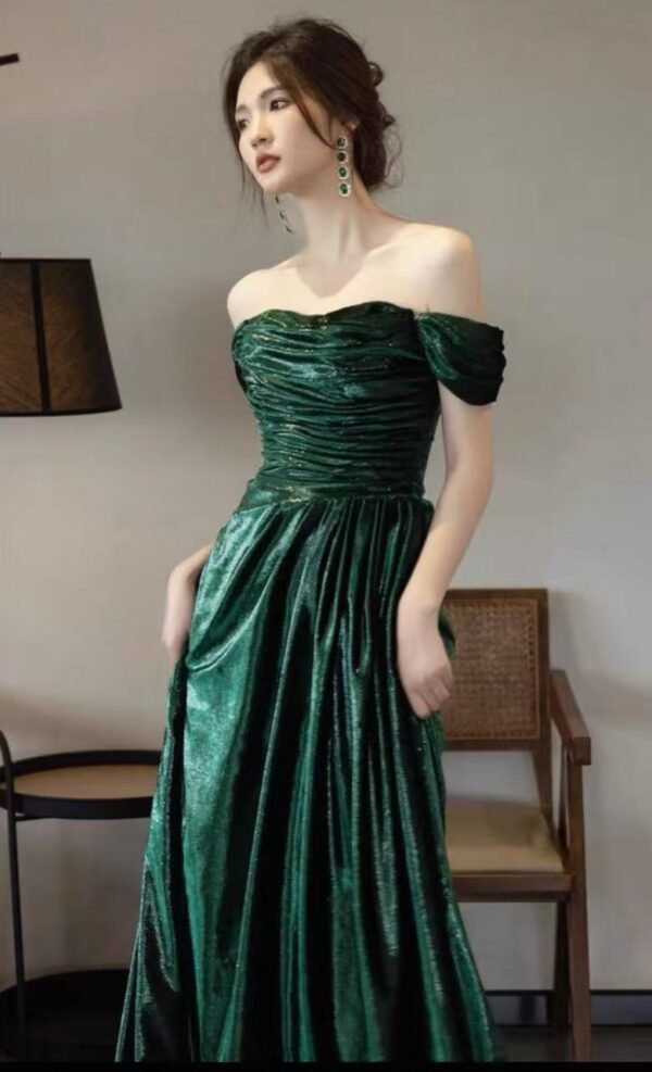 41. Elegant Dark Green Dress - Image 4