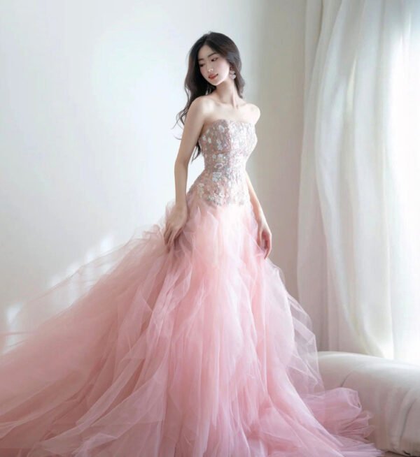 42. Pink Sparkling Prom Dress