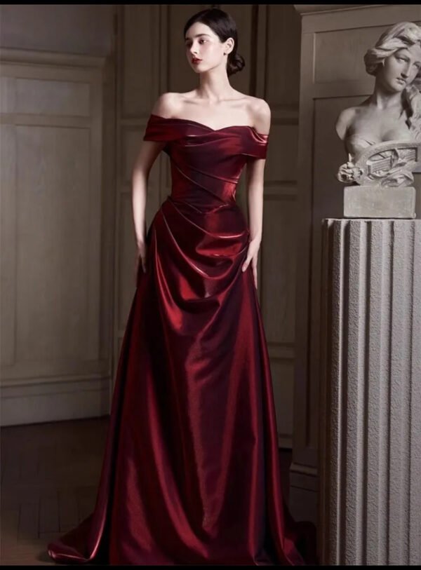 48. Luxurious Red Gown - Image 5