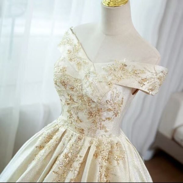 52. Golden Prom/Party Gown for Rent - Image 4
