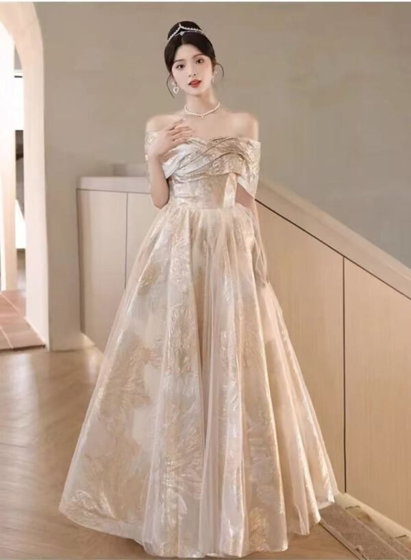 56. Golden Prom/Party Gown for Rent