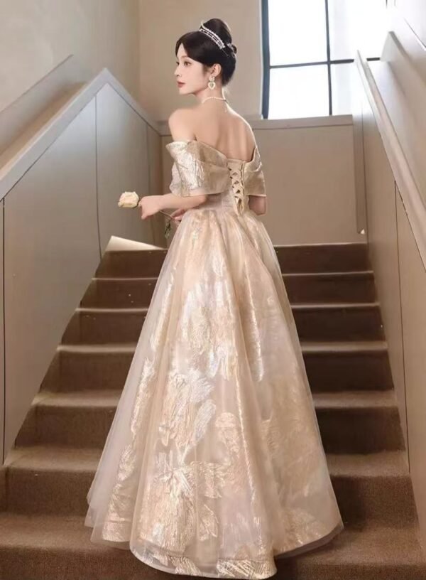 56. Golden Prom/Party Gown for Rent - Image 6