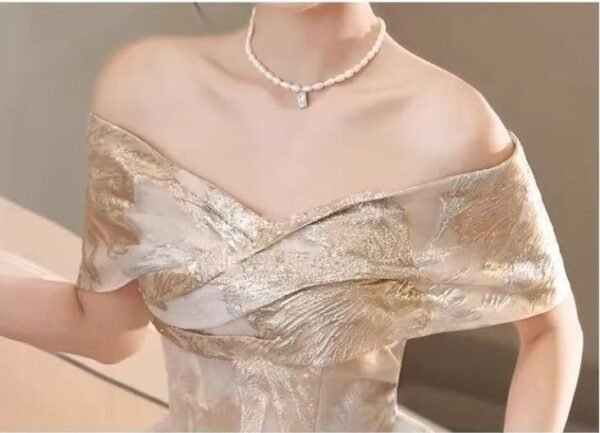 56. Golden Prom/Party Gown for Rent - Image 7