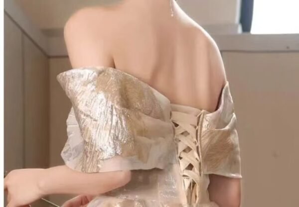 56. Golden Prom/Party Gown for Rent - Image 8